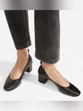 Everlane The Day Heel Black Italian Leather Pumps – Block Heel | Size 9 - MF0297